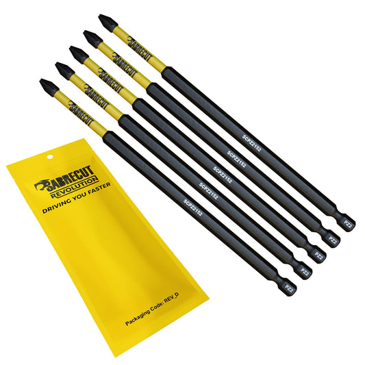 5 x SabreCut SCPZ2152_5 152mm PZ2 Magnetic Impact Screwdriver Driver Bits Set Pozi Pozidriv Heavy Duty