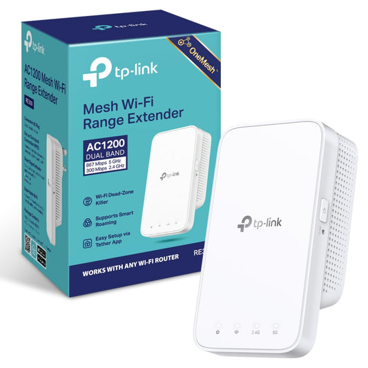 TP-Link RE300 AC1200Mbps WiFi Extender Booster Dual Band, EasyMesh, WiFi Booster Range Extender, Internet Booster, Access Point, Works with Any WiFi Router, App Control Easy Setup, UK Plug AC1200 Repeater