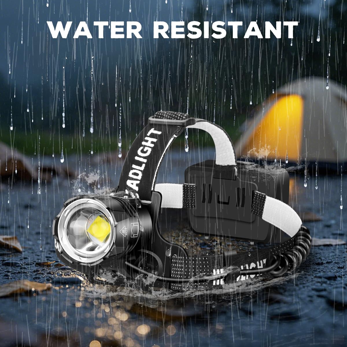 WholeFire LED Head Torch 15000 Lumens XHP70 Headlamp Super Bright, 3 Modes IP65Waterproof LED Head Lamp USB Rechargeable Head Torches for Camping, Riding, Running, Walking The Dog, Fishing