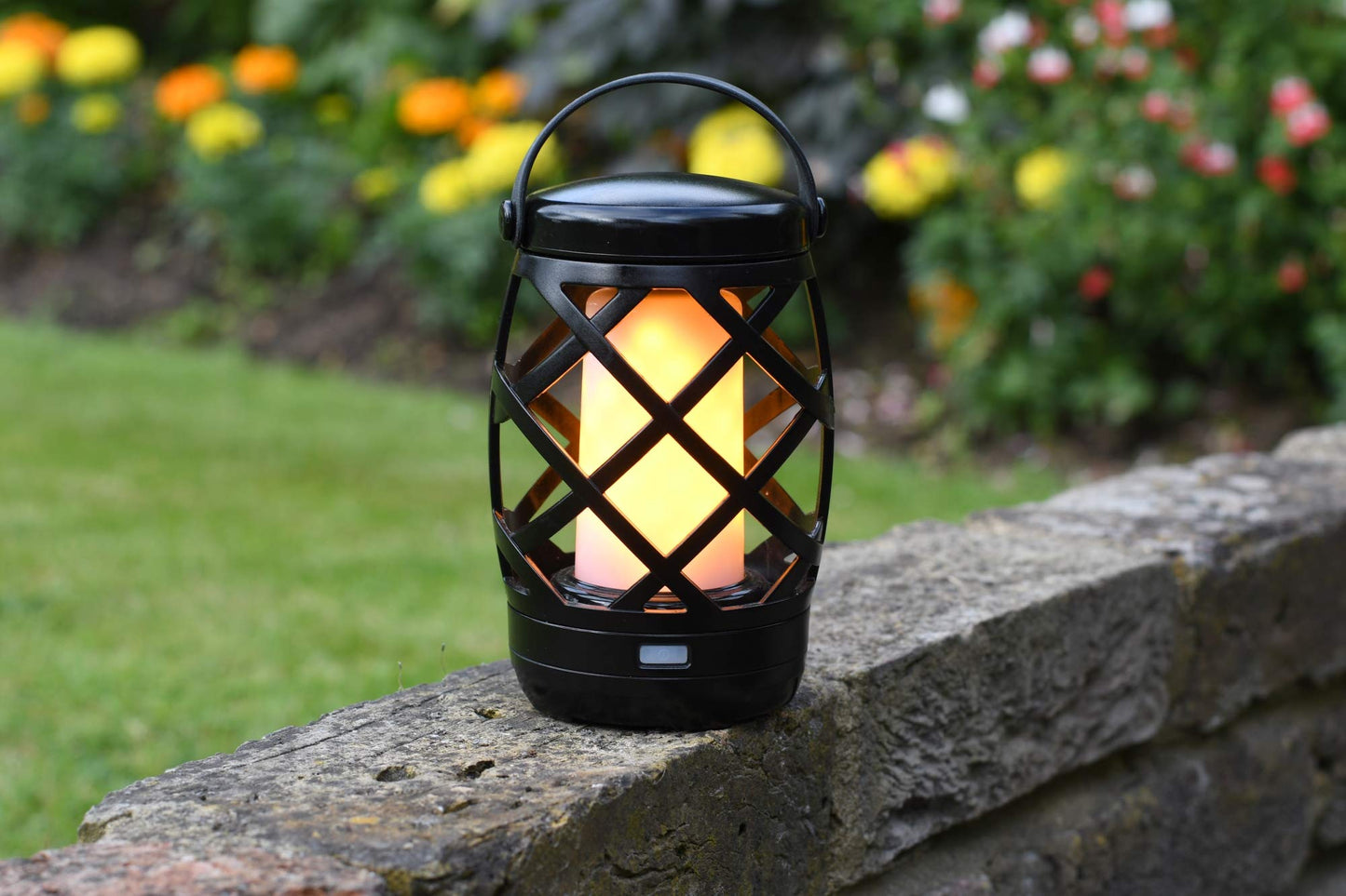 Auraglow Battery Operated Flickering Flame Outdoor Garden Hanging Gazebo Light LED Camping Lantern Table Lamp with Timer