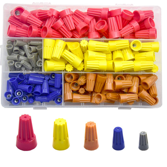 Yosawo 200-pieces Electrical Wire Connection Screw Twist Connector Cap and Closed End Cap , Spring Insert Twist Nuts Caps Connection Assortment Set (LXM)