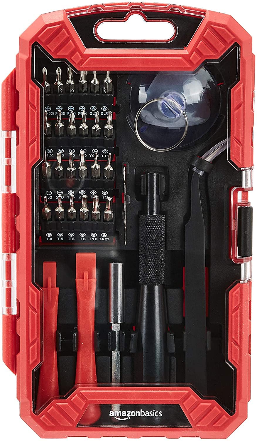 Amazon Basics 32-Piece Electronics Repair Screwdriver Set, Red