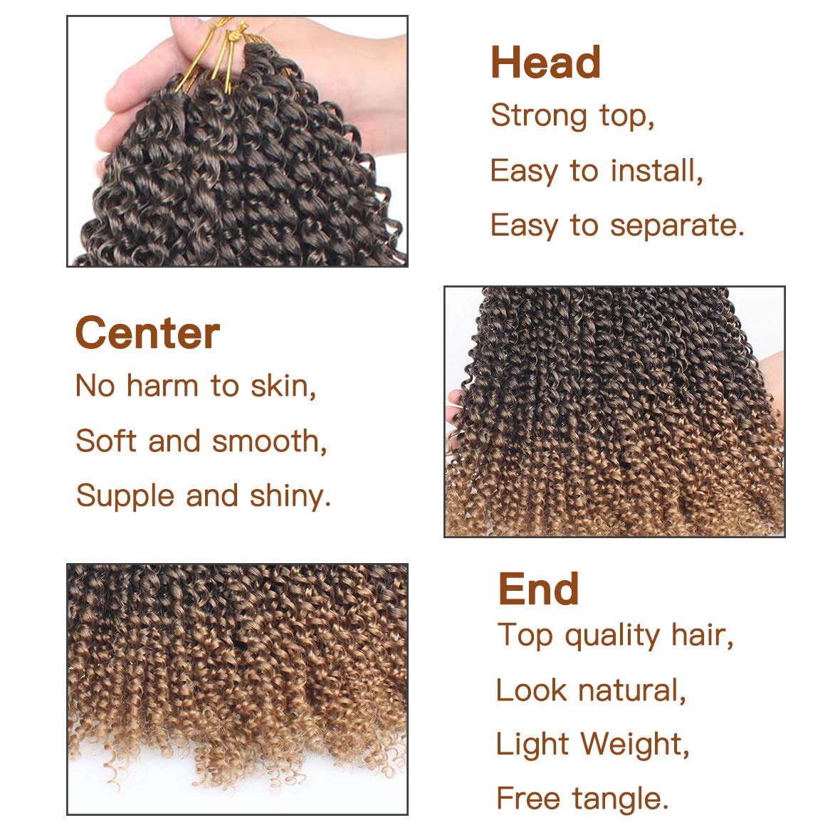 Xtrend 7 Packs 18 inch Passion twist crochet hair Water Wave Long Bohemian Crochet Braids Hair for Distressed Butterfly Locs Ombre Hair Synthetic Natural Hair Extensions 18strands/pack T27# 18 Inch (Pack of 6) T27#