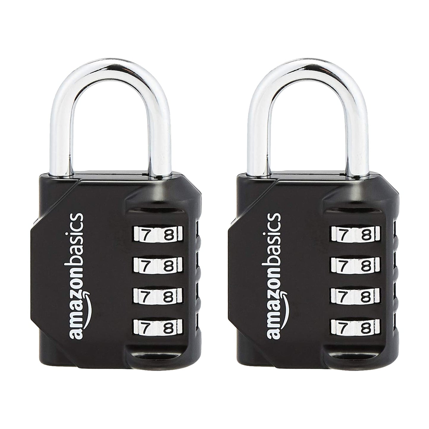 Amazon Basics AB-PL111 4-Digit Combination lock, 2 Count, Black/Silver