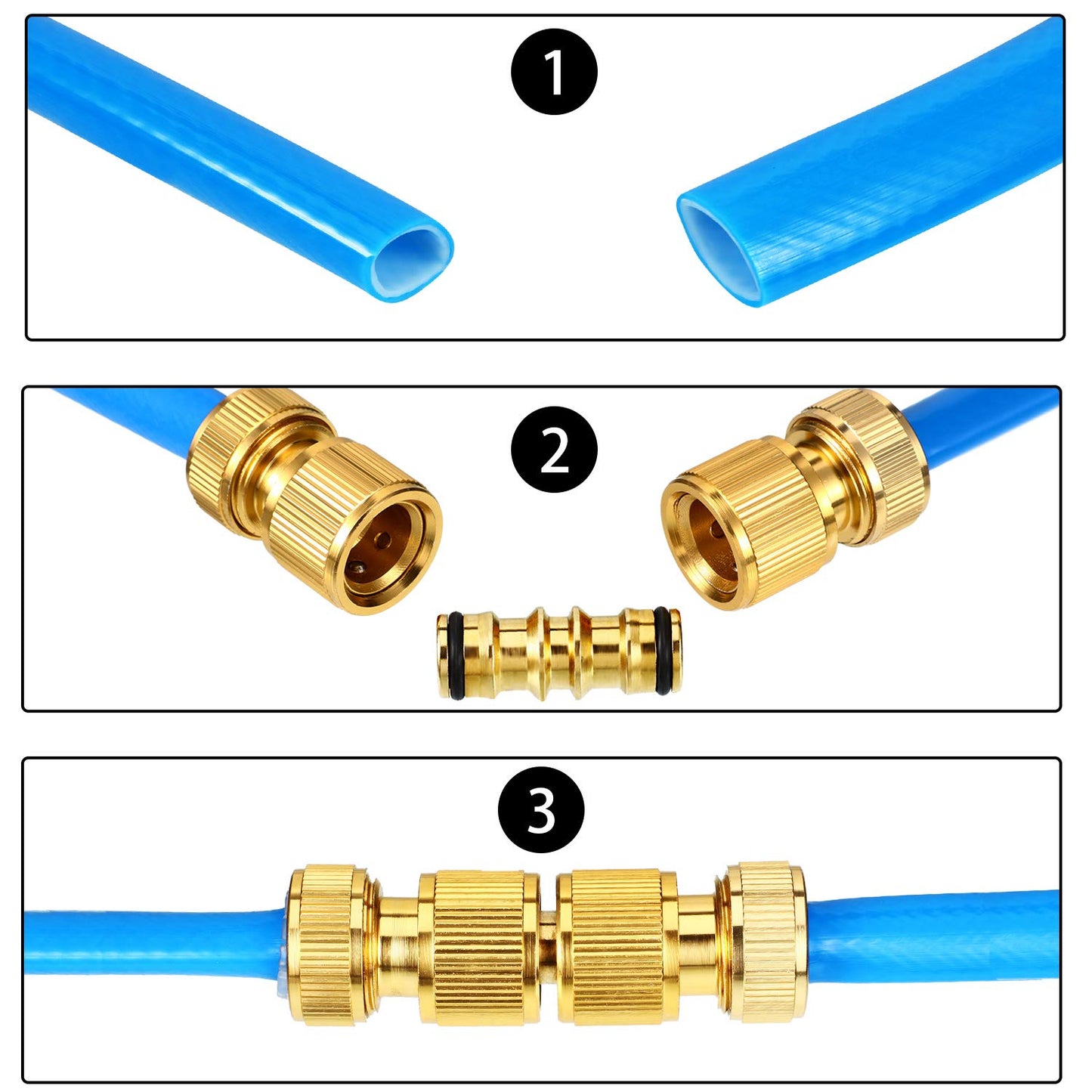 ZHANMAI 2 Pack Brass Garden Hose Connectors for Garden Hose Tap (Brass Double Male Connector)