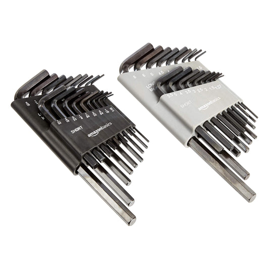 Amazon Basics 36-Piece Allen Wrench/Hex Key Set - Inch/SAE and Metric Long and Short