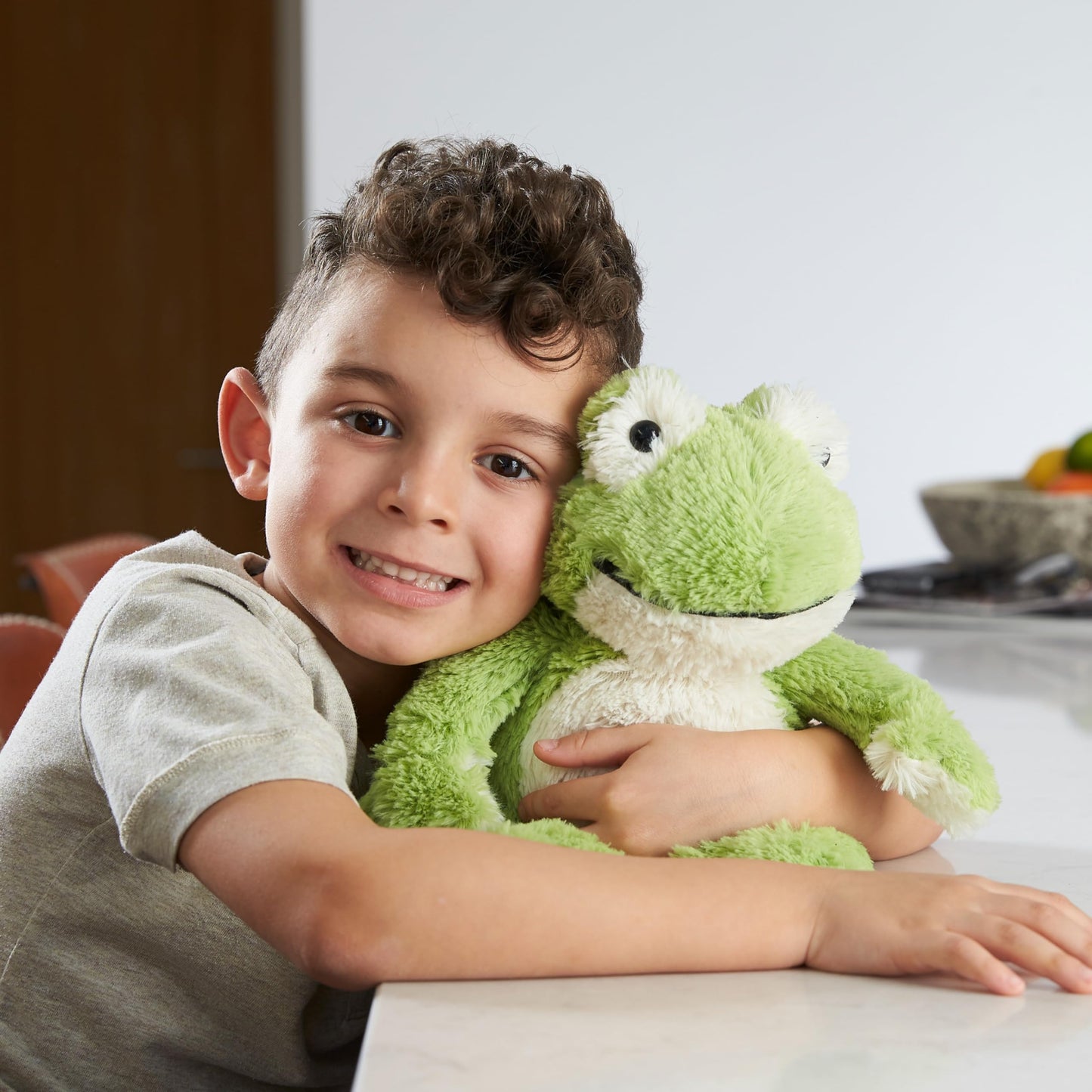 Warmies Plush Frog Microwavable Scented with French Lavender, Weighted Teddy Suitable for All Ages, Chill in a Freezer for Cooling Relief, Frog Weighted Teddy Single