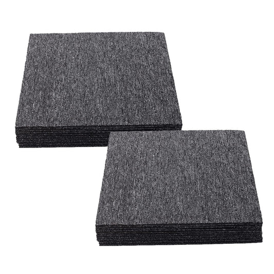 uyoyous Pack of 20 Freely Splice Carpet Tiles with Tapes 50 x 50 cm Heavy Duty Commercial Carpet Repeated Use Non-Slip for Office Bedroom with Bitumen Backing Dark Grey 5㎡