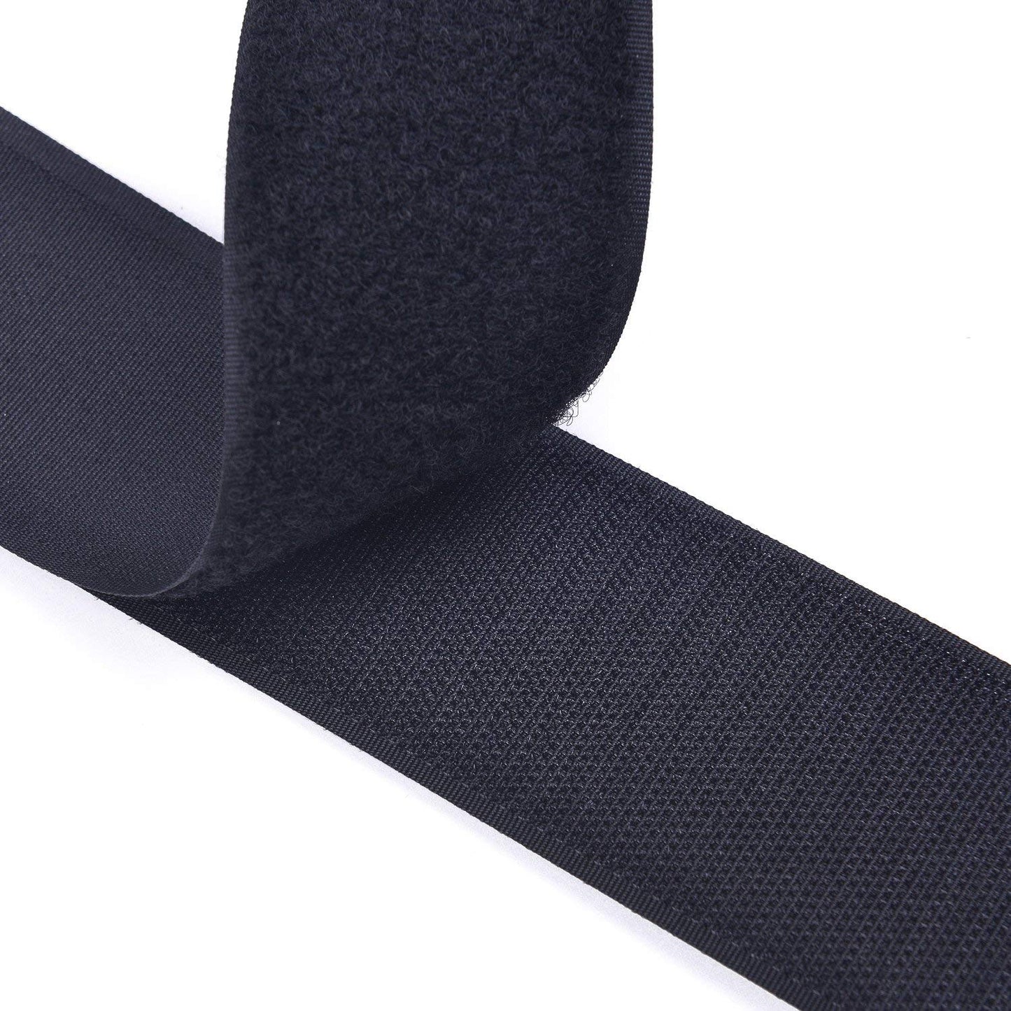 Arlent 50mm(2") Width 5 Meters Sew-On Hook and Loop Fastener Tape Nylon Strips Fabric Non-Adhesive Back (Black) Black