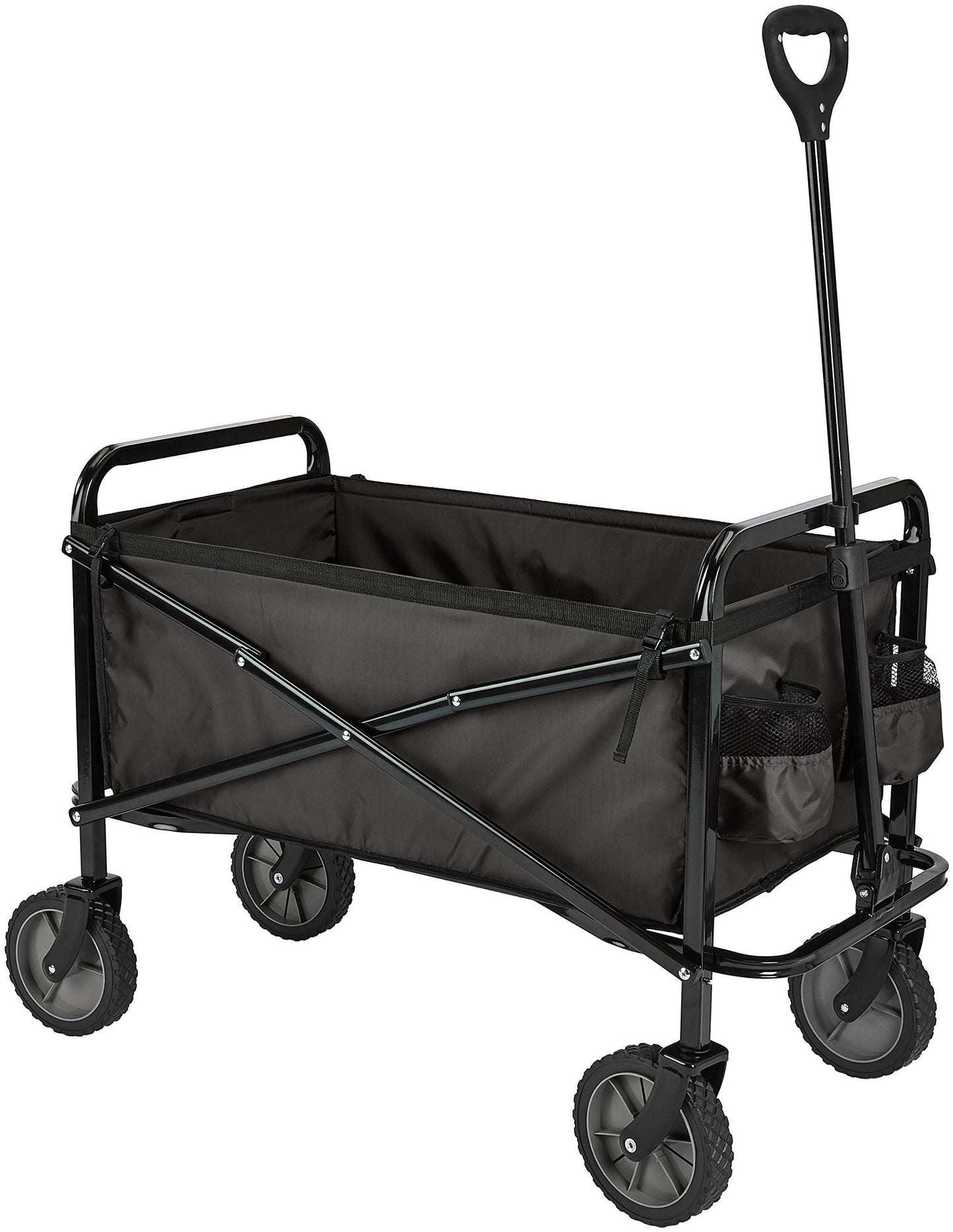 Amazon Basics Collapsible, Height Adjustable & Foldable Outdoor Garden Utility Wagon / Trolley with Cover Bag, Black