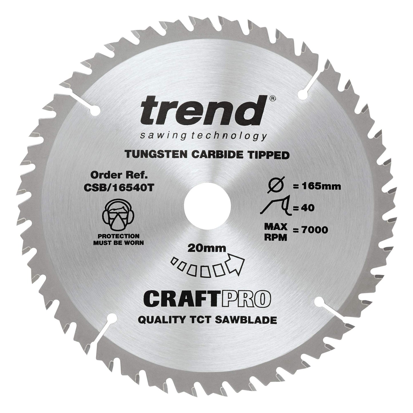 Trend Wood Cordless Circular Saw Blades, 165mm Diameter, 20mm Bore, 24/40 Teeth, 1.5mm Kerf, +15° Hook, TCT, Medium/Fine Finish, 3 Pack, CSB/165/3PK/C 165mm x 24 & 40 Teeth 165mm x 24 and 40 Teeth x 20 Bore