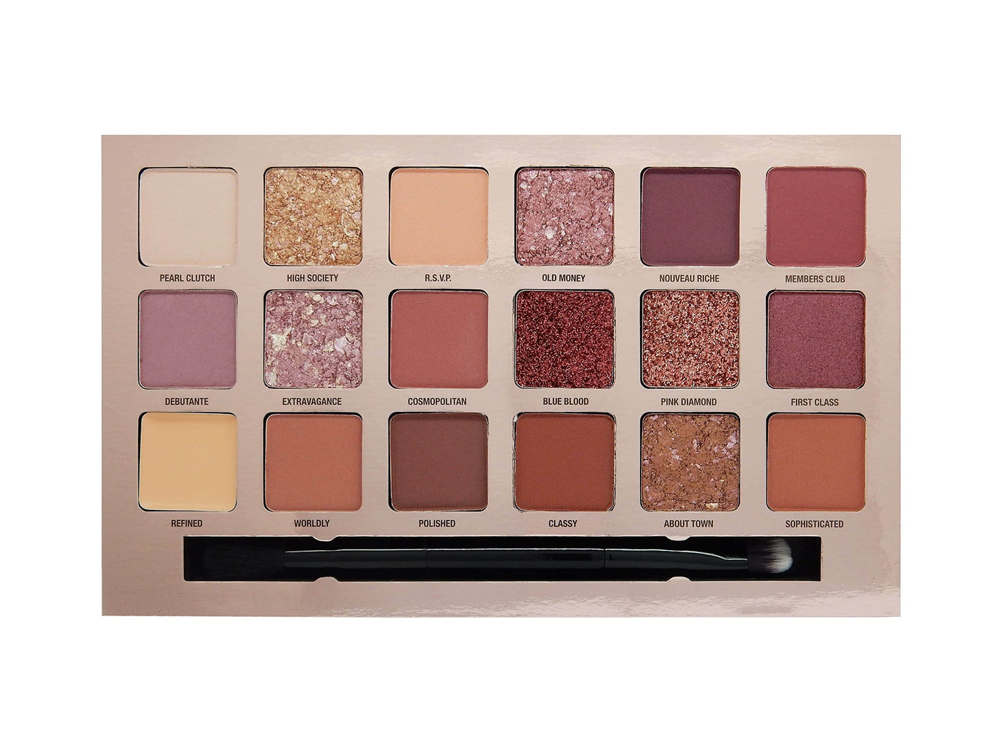 W7 Socialite Pressed Pigment Palette - 18 Pink Nude Colours - Flawless Long-Lasting Glam Makeup