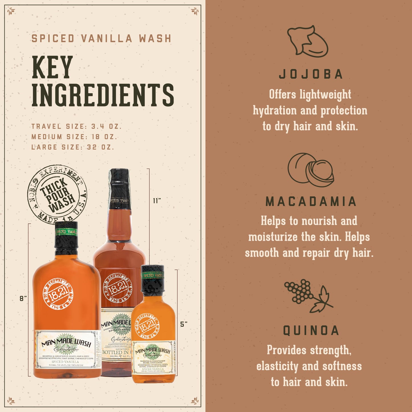 18.21 Man Made Man Made Wash - Spiced Vanilla for Men 18 oz