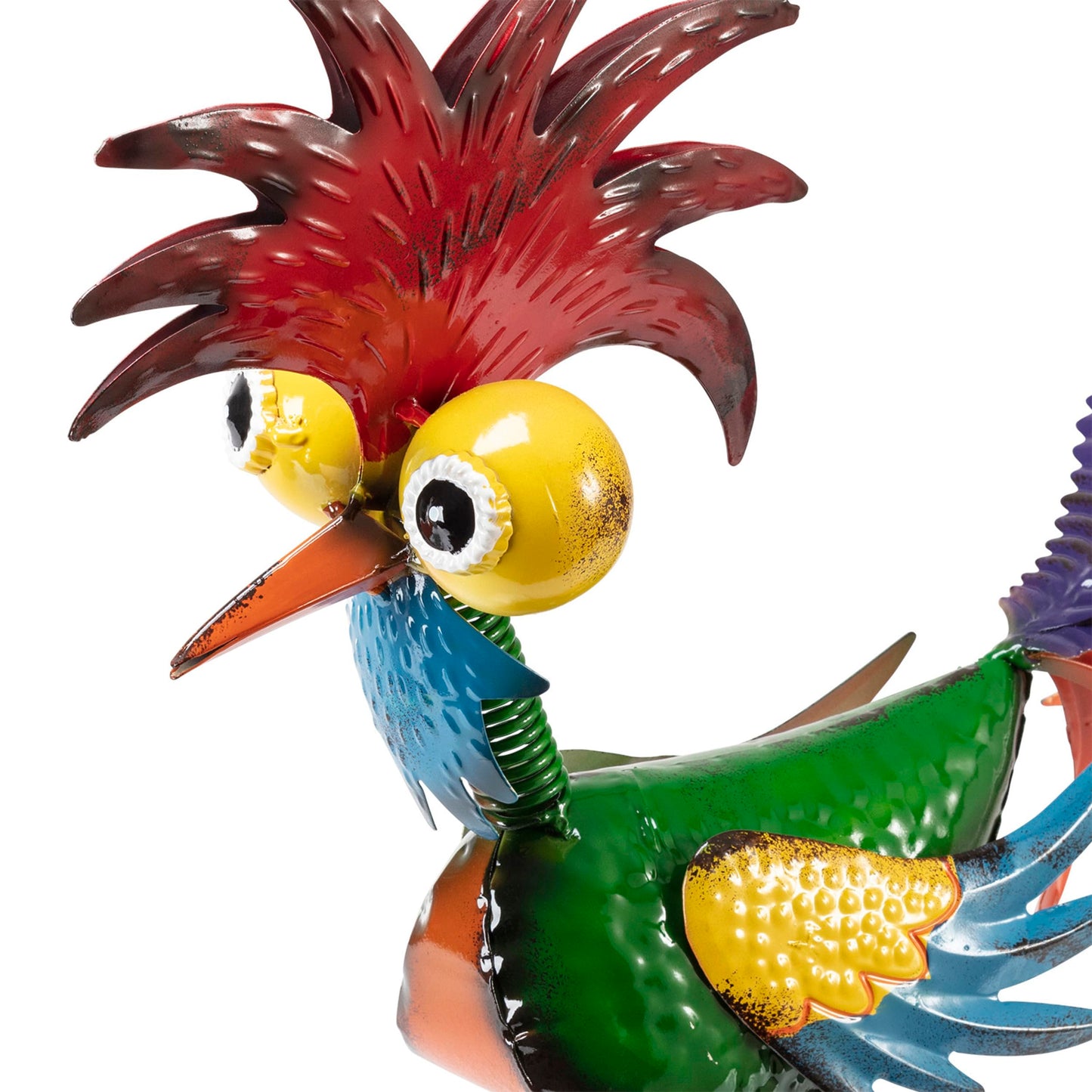 Alpine Corporation 46 cm Tall Indoor/Outdoor Wacky Metal Rooster Yard Statue Decoration Outdoor Statues