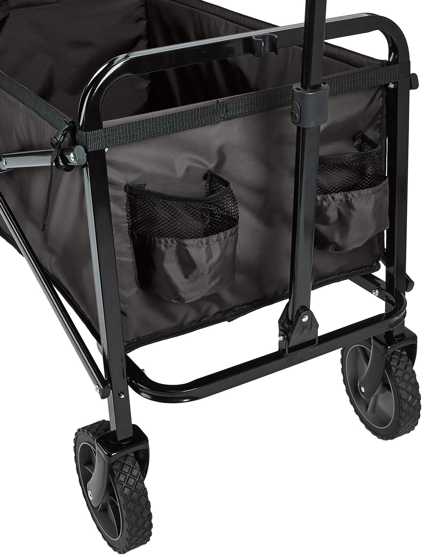 Amazon Basics Collapsible, Height Adjustable & Foldable Outdoor Garden Utility Wagon / Trolley with Cover Bag, Black