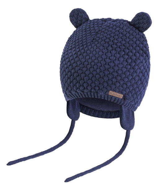 Baby Hat Winter Warm Knit Earflap Cap Beanie Cute Bear Todder for Spring Boys Girls 0-3 Years 7-15 Months Navy