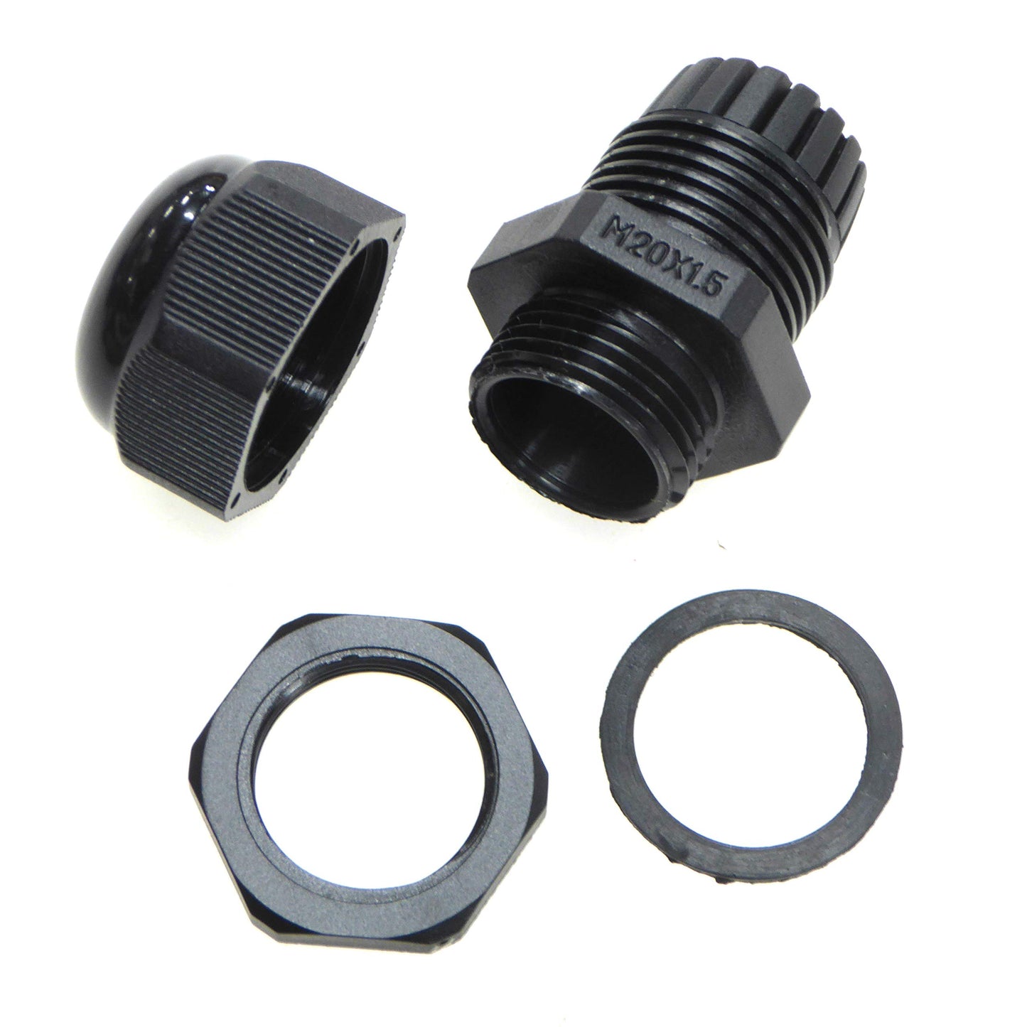 10 Pack Black M20 20mm TRS Stuffing Compression Glands for 6-12mm Cable, Waterproof IP68 with Locknut and Washer