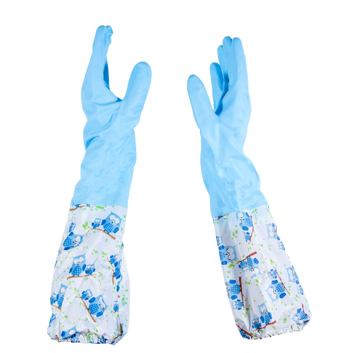 TRIXES Long Rubber Pond and Drain Gloves – Household & Garden Chores, Gardening, Weeding, Washing, Cleaning & Dishwashing – Extra Protection Sleeves - Heavy Duty, Waterproof and Lined for Warmth Blue