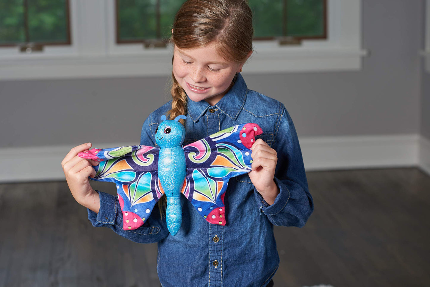 Wild Republic 21411 Huggers Butterfly Blue Plush Toy Slap Bracelet, Stuffed Animal