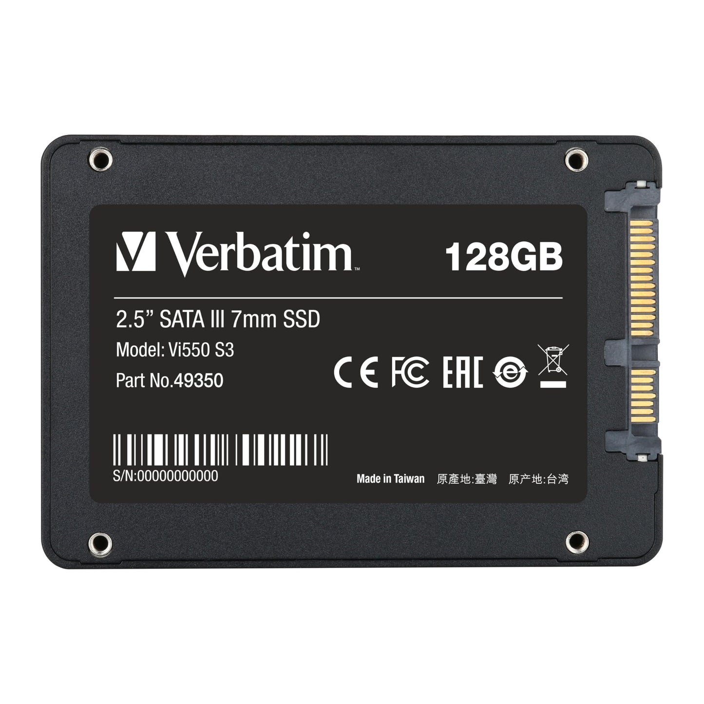 Verbatim Vi550 S3 SSD - internal SSD - Solid State Drive - 2.5'' SATA III interface - internal SSD drive with 3D NAND technology 128 GB