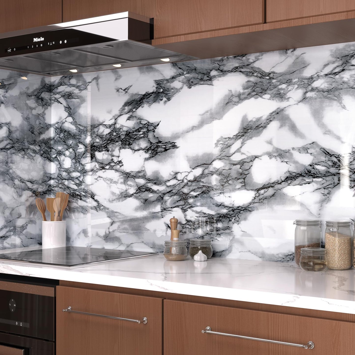 VEELIKE Marble Sticky Back Plastic Roll Vinyl Worktop Covering Marble Effect Wallpaper Waterproof Contact Paper White and Grey Vinyl Film for Table Fireplace Kitchen Countertop TV Unit 40cm x 900cm 6W x 40L cm