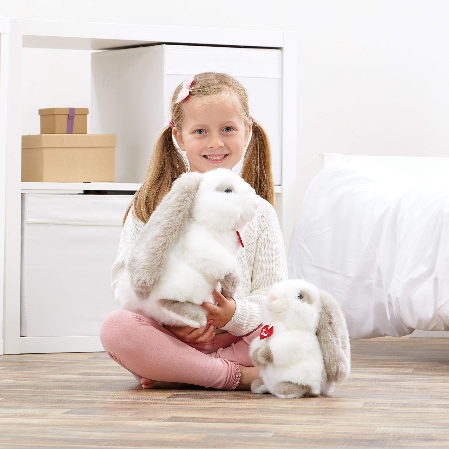 Trudi TUD23704 Rabbit White/Grey Small, soft toy, for kids of all ages. Rabbitts - Small