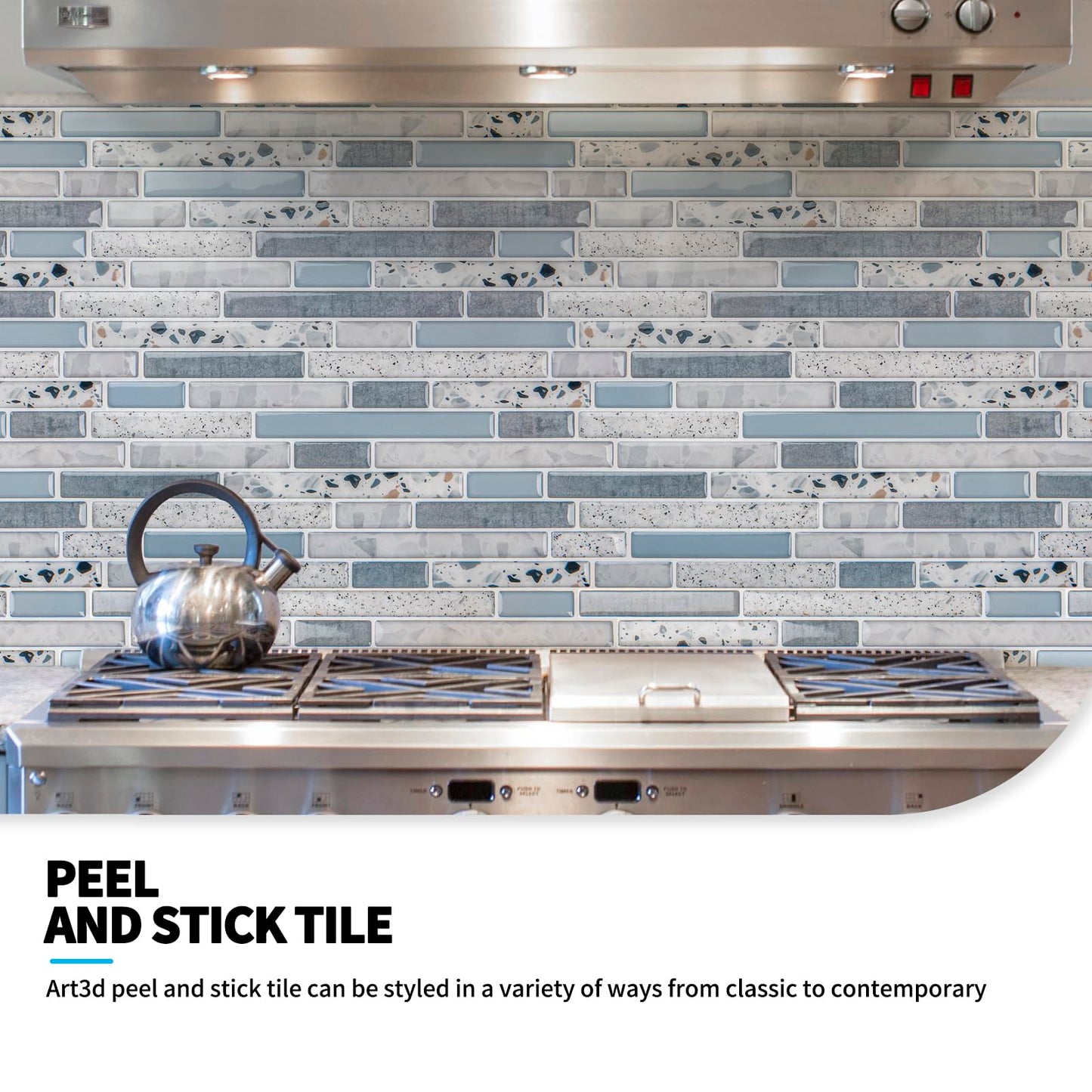 Art3d Peel and Stick Kitchen Backsplash Self-Adhesive Wall Tile Stone, 10 Sheets A85