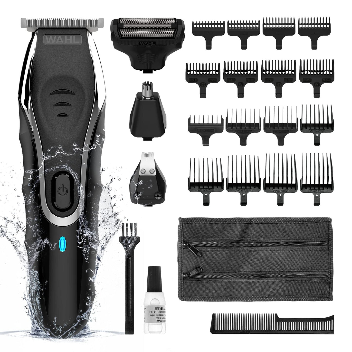 WAHL Aqua Blade 10 in 1 Multigroomer, Beard and Body Trimmers Men, Stubble Trimming, Body Shaving, Faceand Body Grooming, Fully Washable, Male Set, Black Wahl 10 in 1 Aqua Blade Multigroomer Single