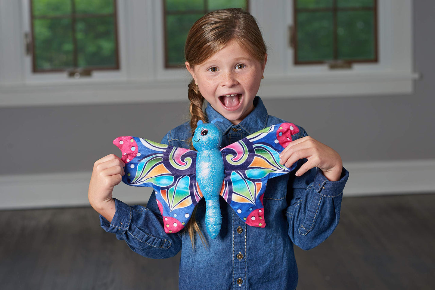 Wild Republic 21411 Huggers Butterfly Blue Plush Toy Slap Bracelet, Stuffed Animal