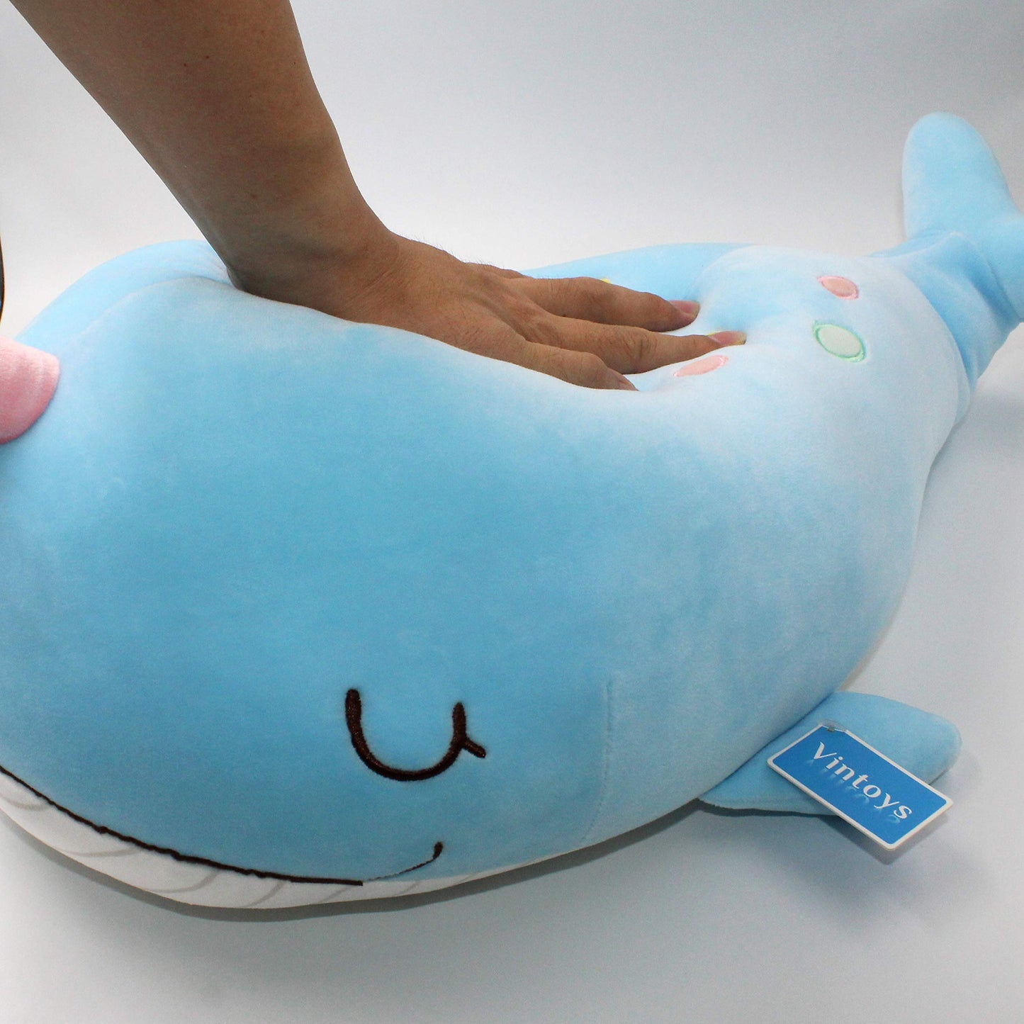 Vintoys Narwhal Unicorn Whale Soft Toy Plush Hugging Pillow Animal Fish Plush Toy Blue 21"