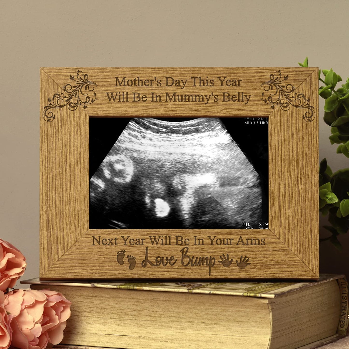 ukgiftstoreonline For Mum To Be Wooden Baby Scan Photo Frame