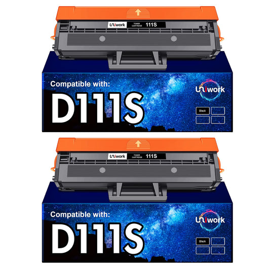 Uniwork D111L D111S Compatible Toner Cartridge Replacement for Samsung MLT-D111S MLTD111S (Black, 2-Pack) (Packing May Vary) D111L 2-Pack