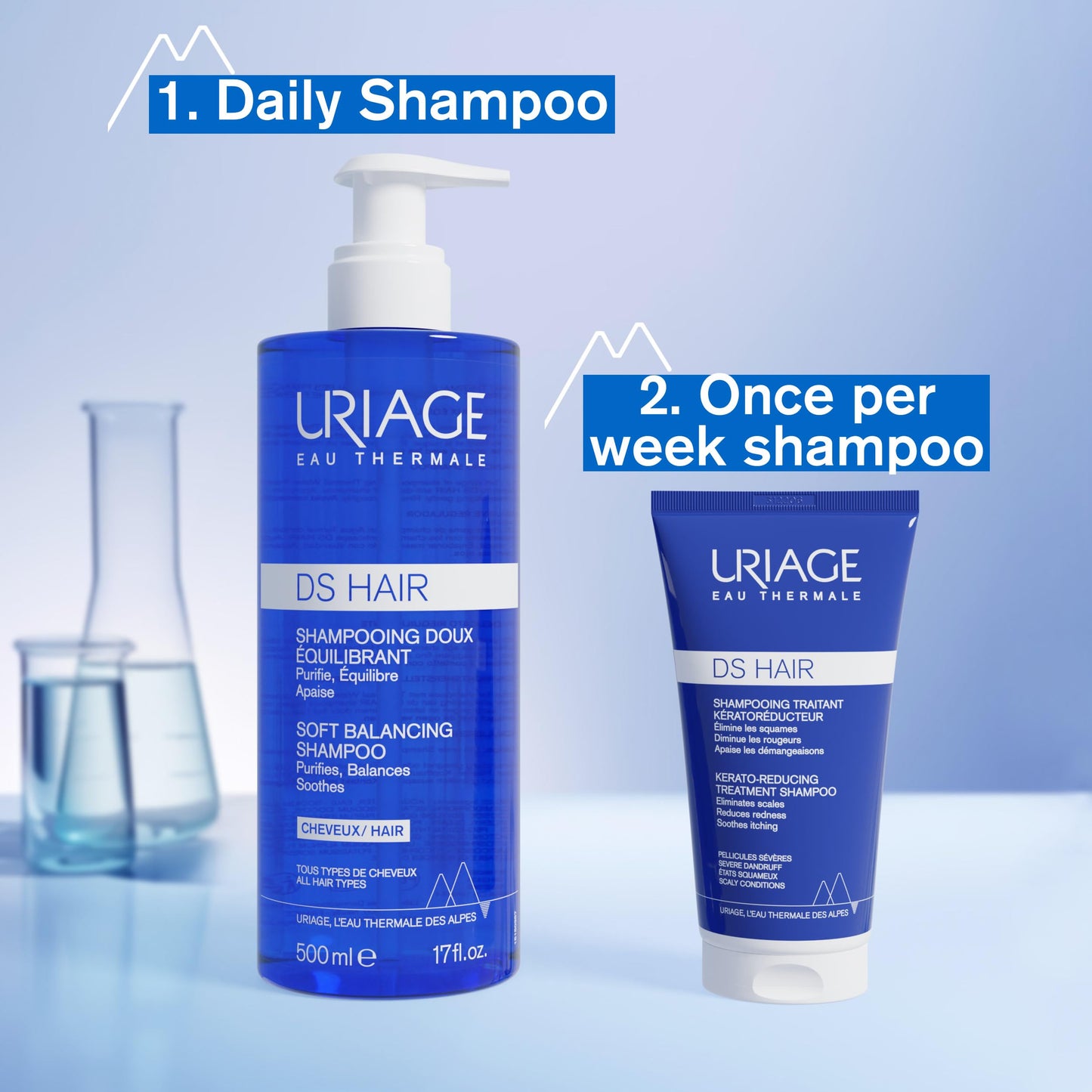 Uriage Kerato-Reducing Treatment Shampoo 150ml - Eliminates Scales, Reduces Redness, Soothes Itching - Severe Dandruff & Scaly Conditions - Patented TLR2-Regul Technology, Lactic Acid & Thermal Water