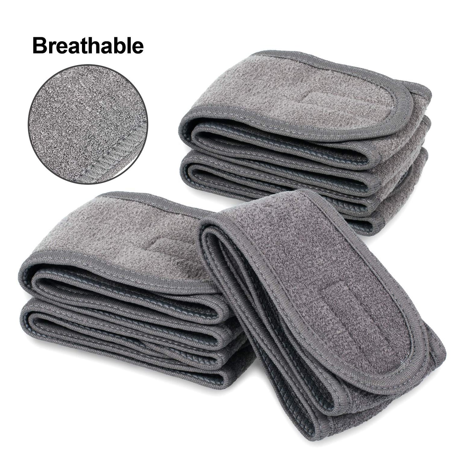 Whaline 4 Counts Spa Facial Headband Head Wrap Terry Cloth Headband Stretch Towel for Bath, Makeup and Sport (Gray) Gray