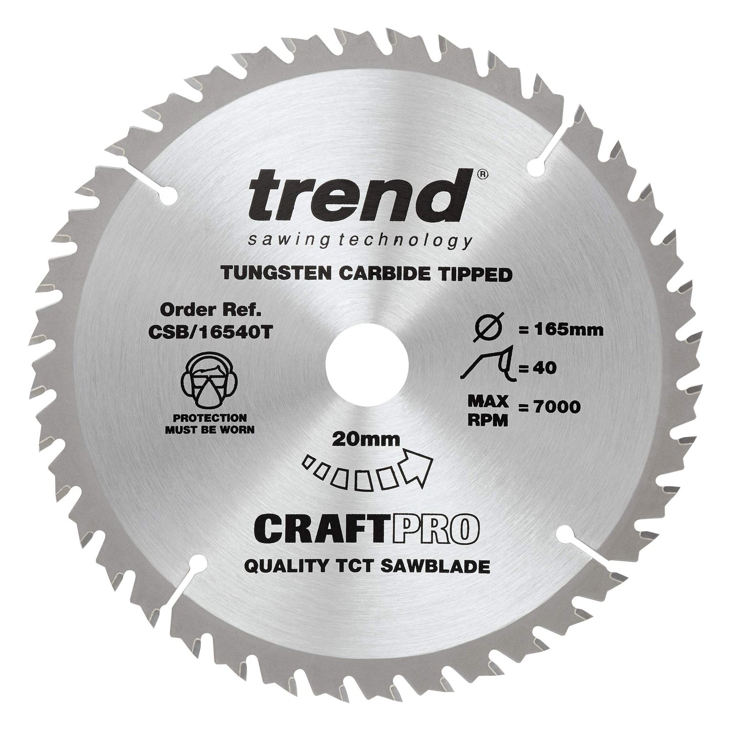 Trend Wood Cordless Circular Saw Blades, 165mm Diameter, 20mm Bore, 24/40/52 Teeth, 1.5mm Kerf, +15° Hook, TCT, Medium/Fine/Extra-Fine Finish, 3 Pack, CSB/165/3PK/B 165mm x 24, 40 & 52 Teeth 165mm x 24, 40 and 52 Teeth x 20 Bore