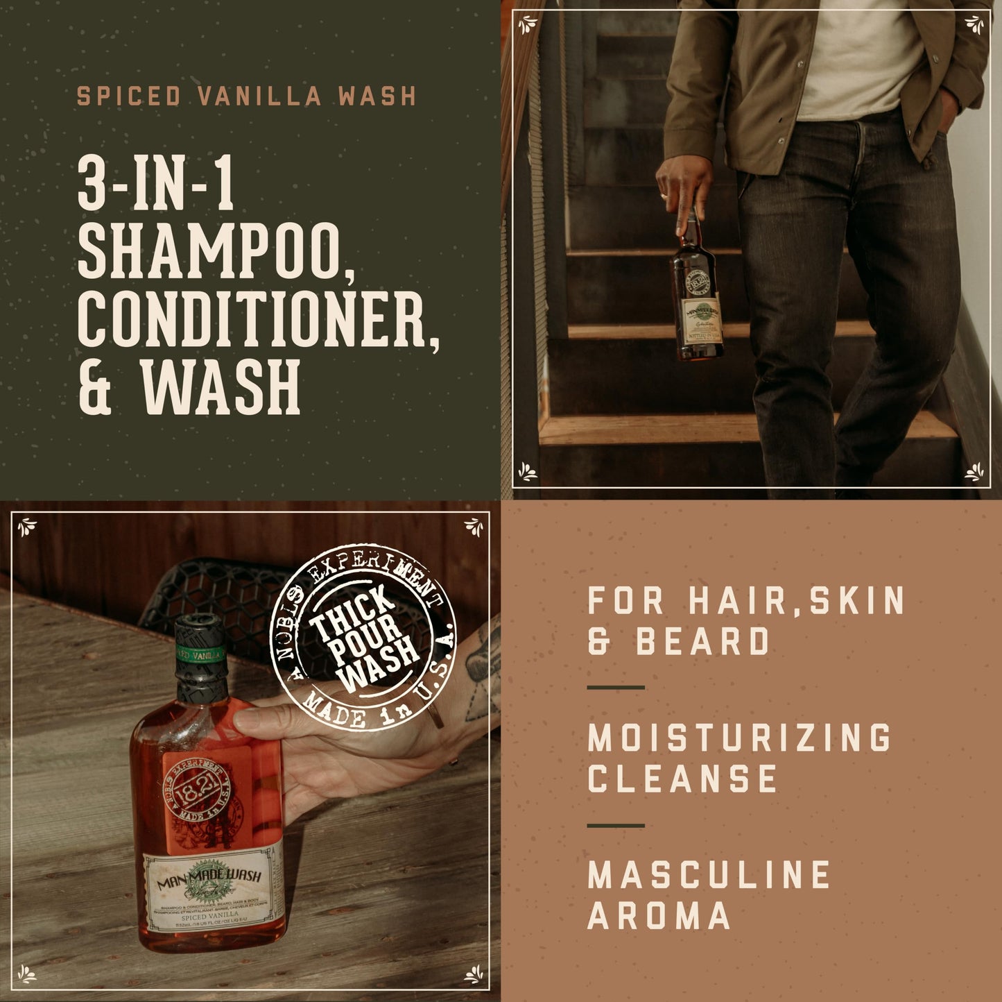 18.21 Man Made Man Made Wash - Spiced Vanilla for Men 18 oz