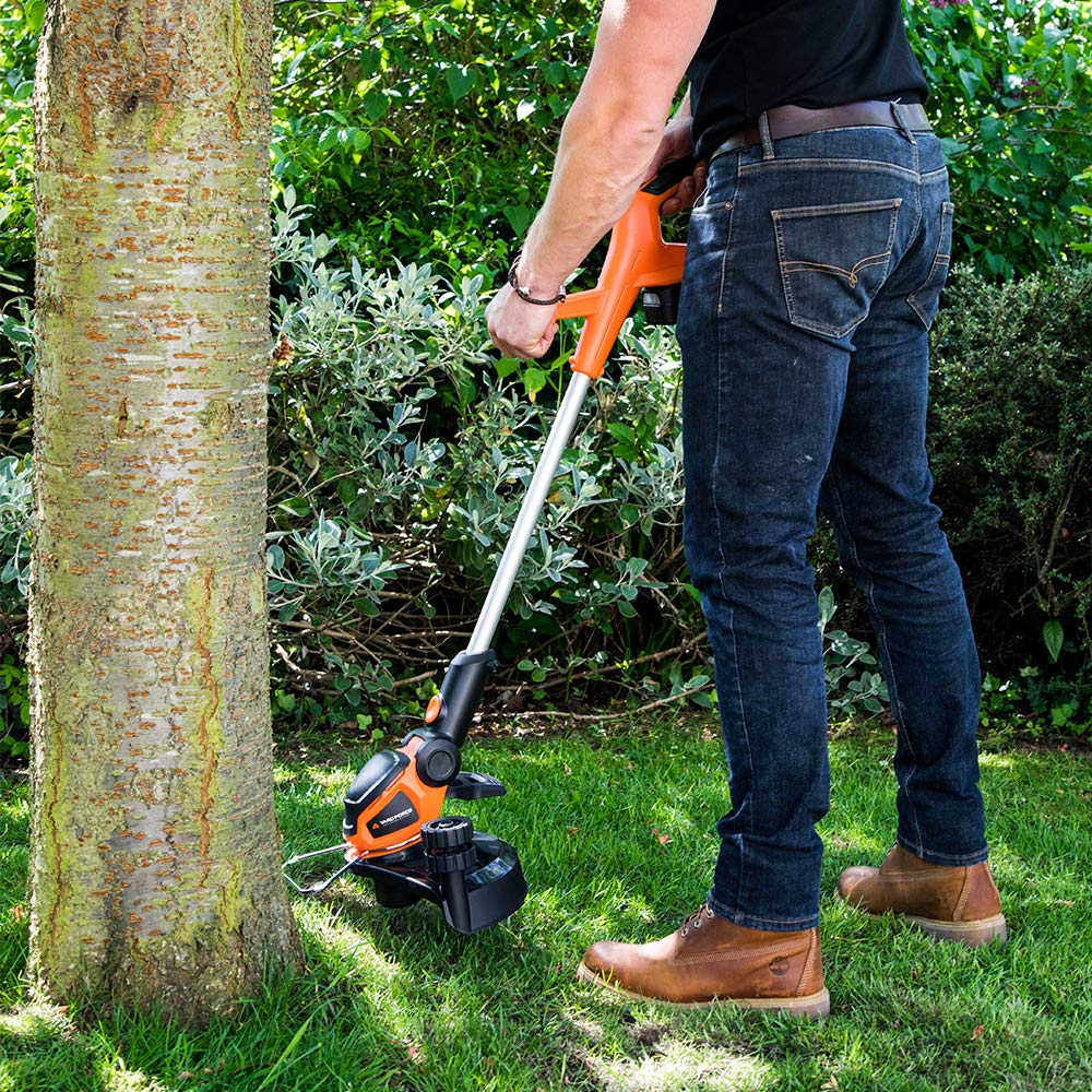 Yard Force 40V 32cm Cordless Lawnmower Plus Cordless Grass Trimmer with ONE Lithium-ion Battery & Quick Charger LM G32 + LT G30 Black,orange Single