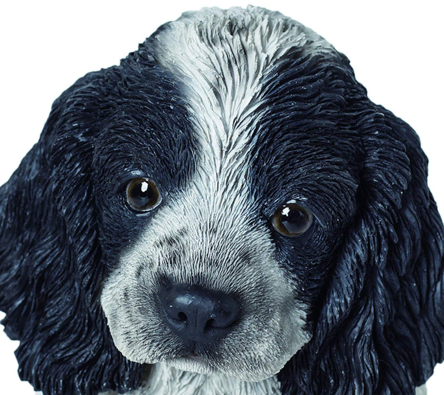 Vivid Arts Pet Pals Black & White Cocker Spaniel Puppy | Highly Detailed Frost Resistant Resin Home or Garden Decoration | PP-CKBK-F