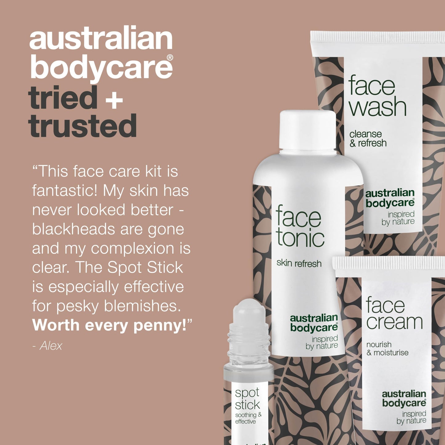 Australian Bodycare 4 Face Products - They are Perfect for Spots, pimples and Oily, Acne Prone Skin. with 100% Pure High Pharmaceutical Grade Australian Tea Tree Oil - Wash, Tonic, Cream & Spot Stick