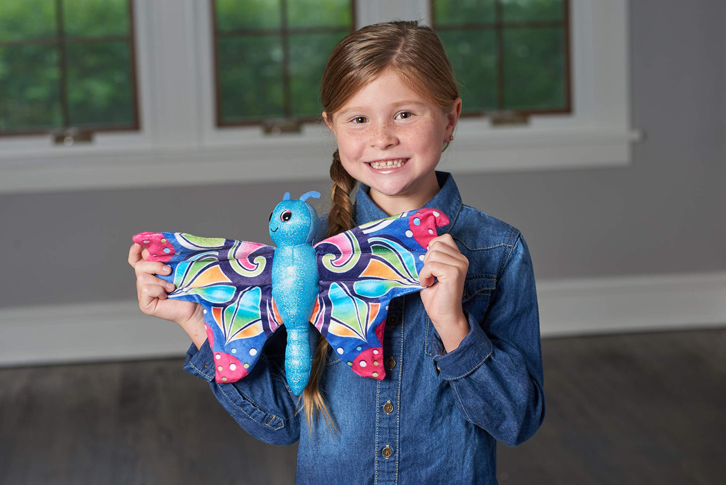 Wild Republic 21411 Huggers Butterfly Blue Plush Toy Slap Bracelet, Stuffed Animal