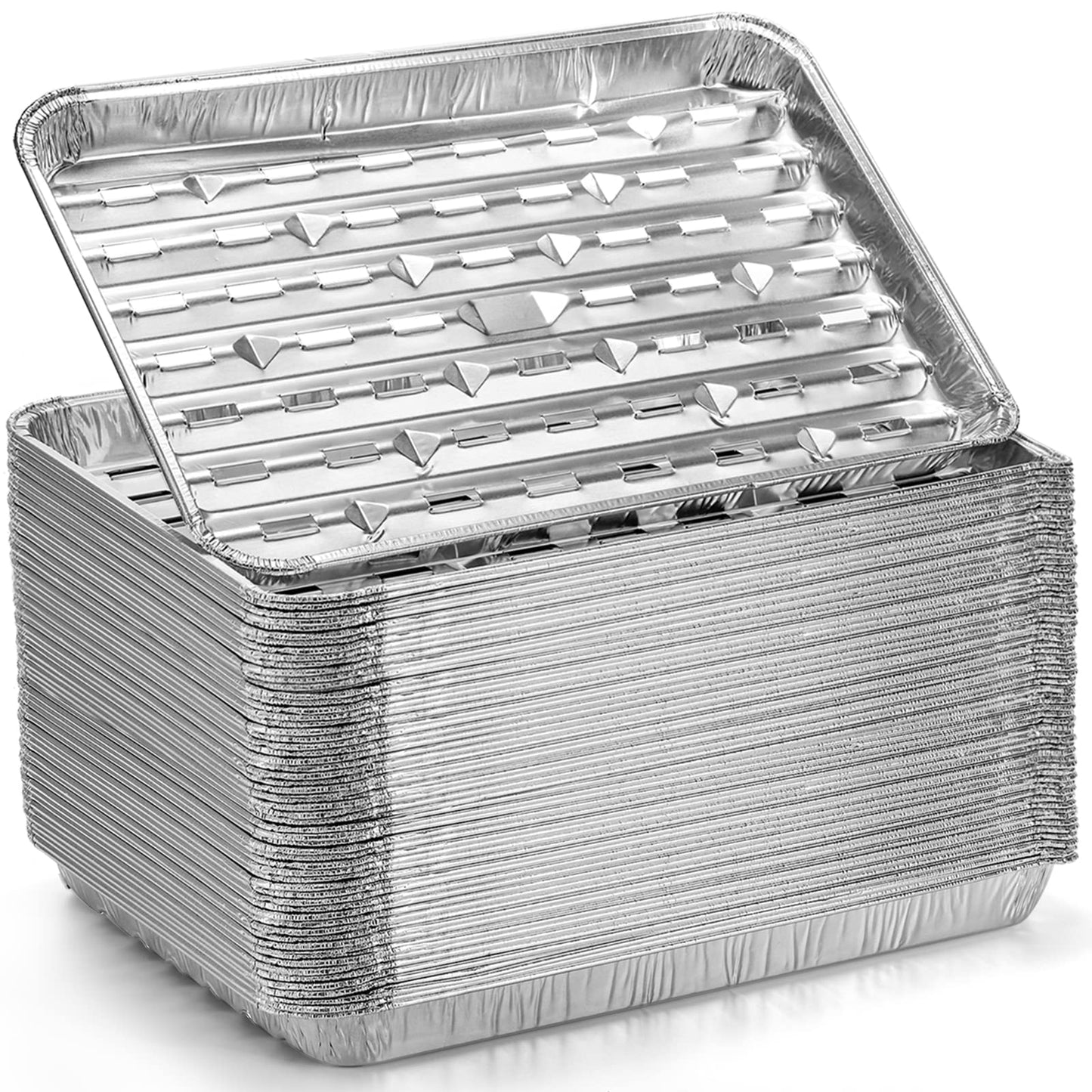 Yesland 30 Pack Disposable Barbecue Tray 34 x 23 x 2.8cm Aluminum Grill Containers Aluminum Foil Pans Barbecue Grilling Trays Baking Plate with Holes for BBQ Grilling Baking