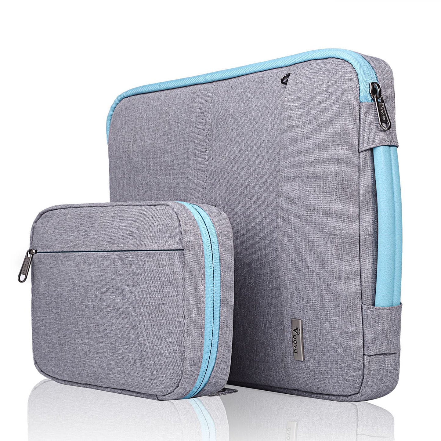 Voova Laptop Sleeve Case 13 13.3 14 Inch with Detachable Accessories Organiser Pouch,360° Protective Computer Bag Cover for MacBook Air 13 M1/M2 2020-2022,MacBook Pro 13/14,Chromebook 14,Light-grey 13-14 Inch(34x26x3cm) Light Grey