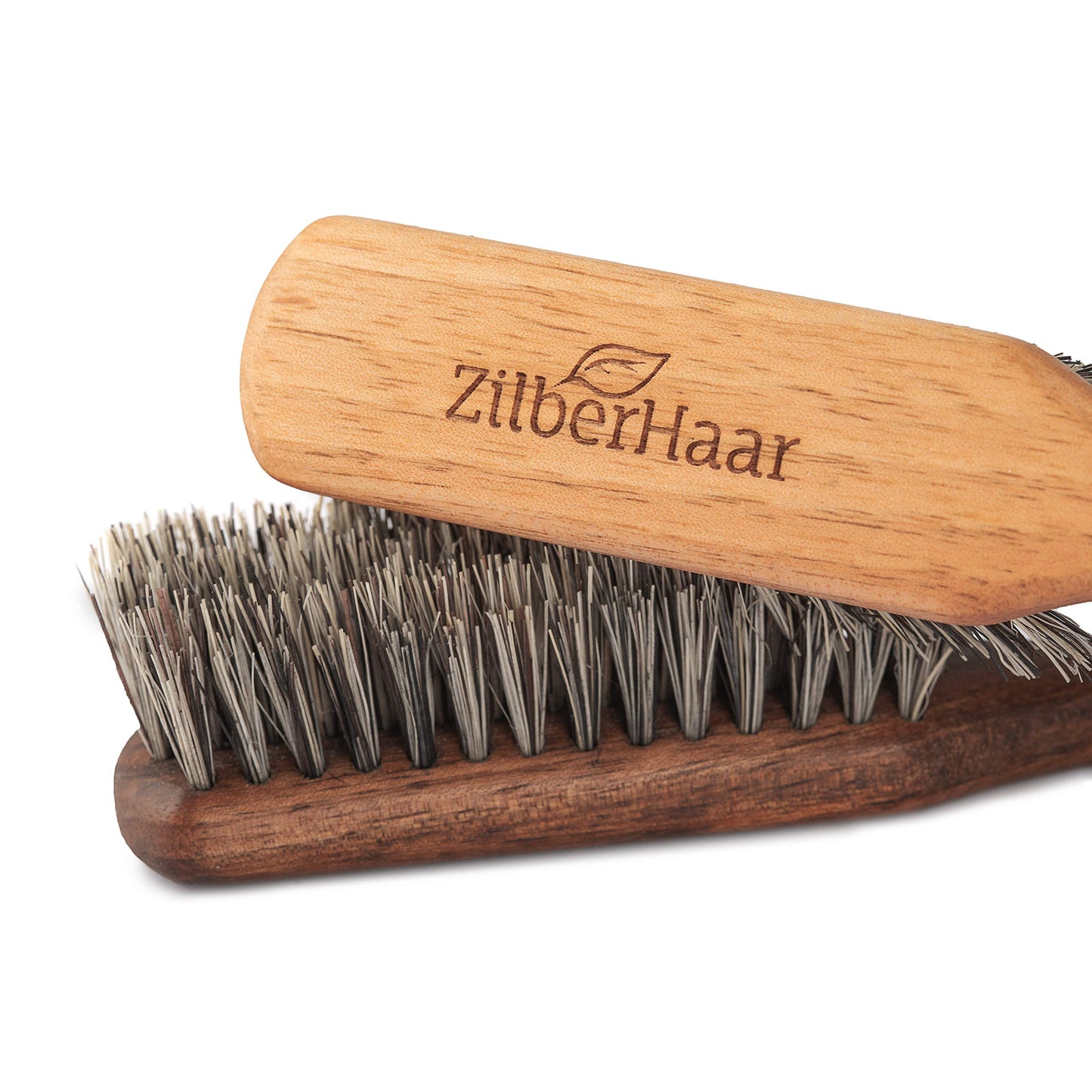 ZilberHaar - Regular Vegan Beard Brush - Stiff Natural Bristles, Mexican Tampico Fiber and Oiled Walnut Wood - Animal-Free Beard Grooming Brush for Men - Made in Germany