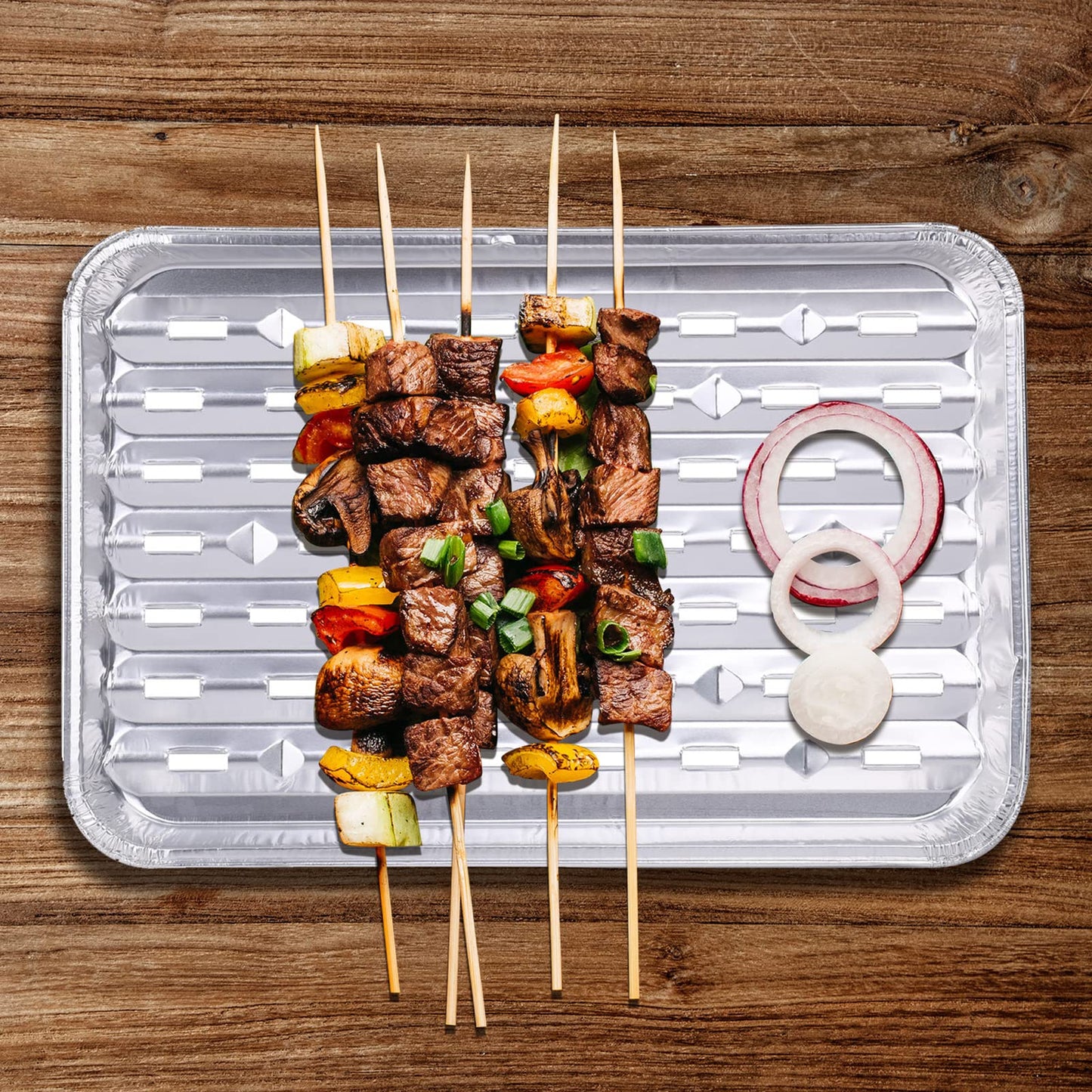 Yesland 30 Pack Disposable Barbecue Tray 34 x 23 x 2.8cm Aluminum Grill Containers Aluminum Foil Pans Barbecue Grilling Trays Baking Plate with Holes for BBQ Grilling Baking