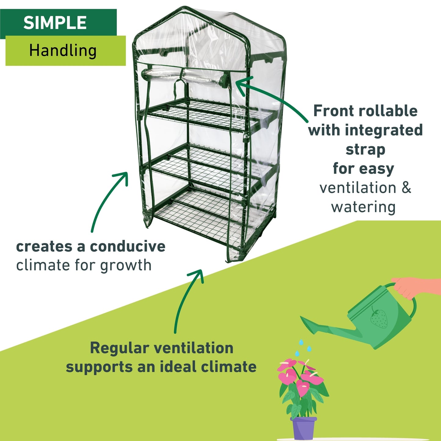 Windhager Balcony Cold Frame Foil Greenhouse for Herbs, Tomatoes etc. 68 x 49 x 128 cm 68 x 49 x 127 cm