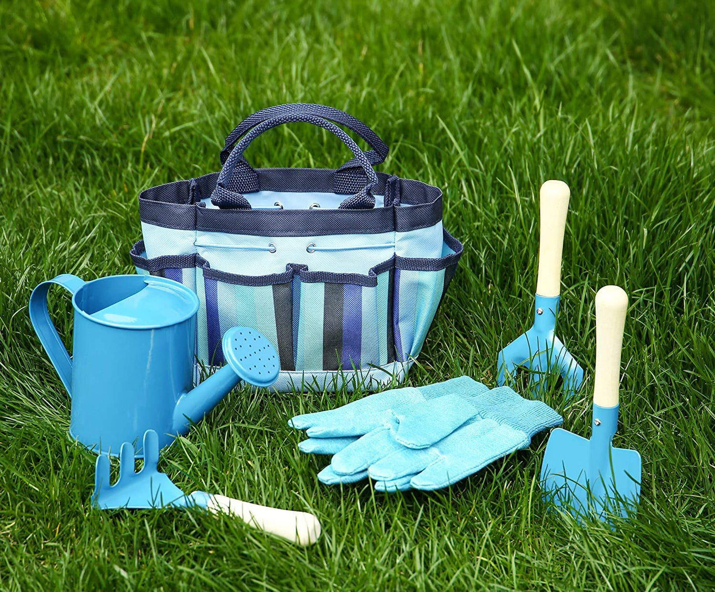 YunNasi Children’s Gardening Tools Set of 6 Outdoor Garden Toys for Kids (Blue) Blue