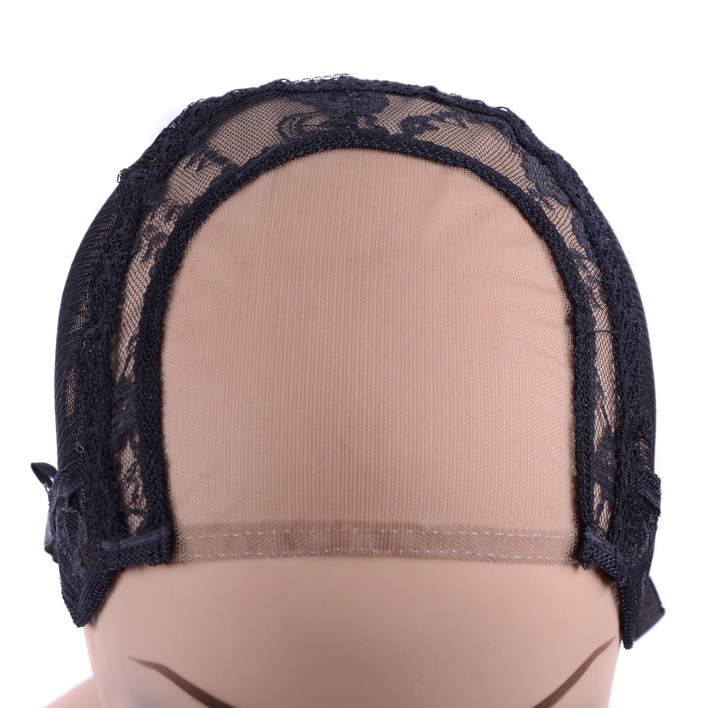 4"X4" U Part Swiss Lace Wig Cap For Making Wigs With Adjustable Straps Mesh Wig Cap (Black L 56cm) Black