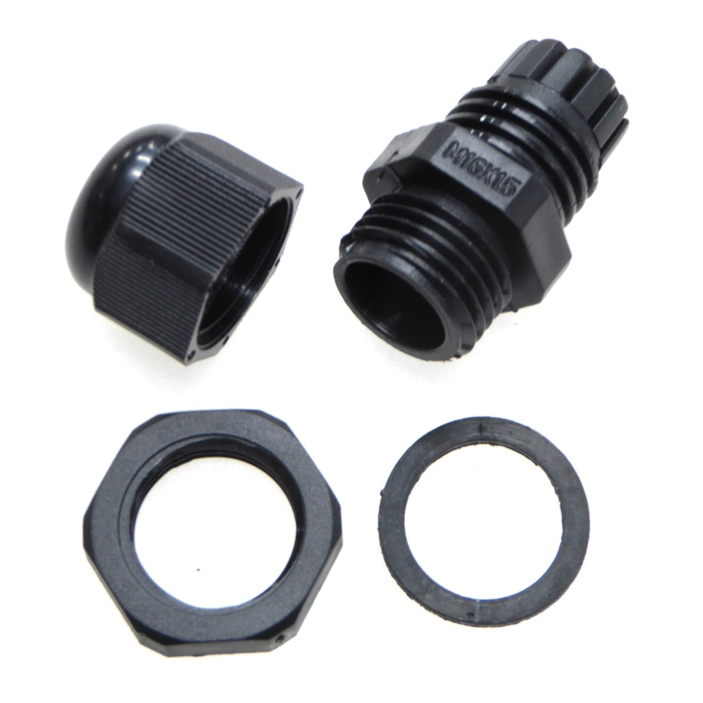 10 Pack Black M16 16mm TRS Stuffing Compression Glands for 4-8mm Cable, Waterproof IP68 with Locknut and Washer