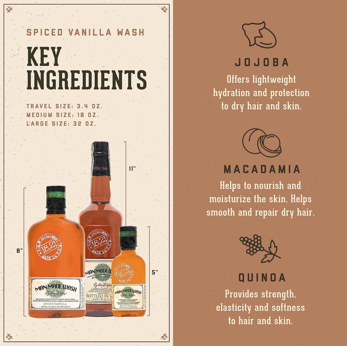 18.21 Man Made Man Made Wash - Spiced Vanilla for Men 32 oz