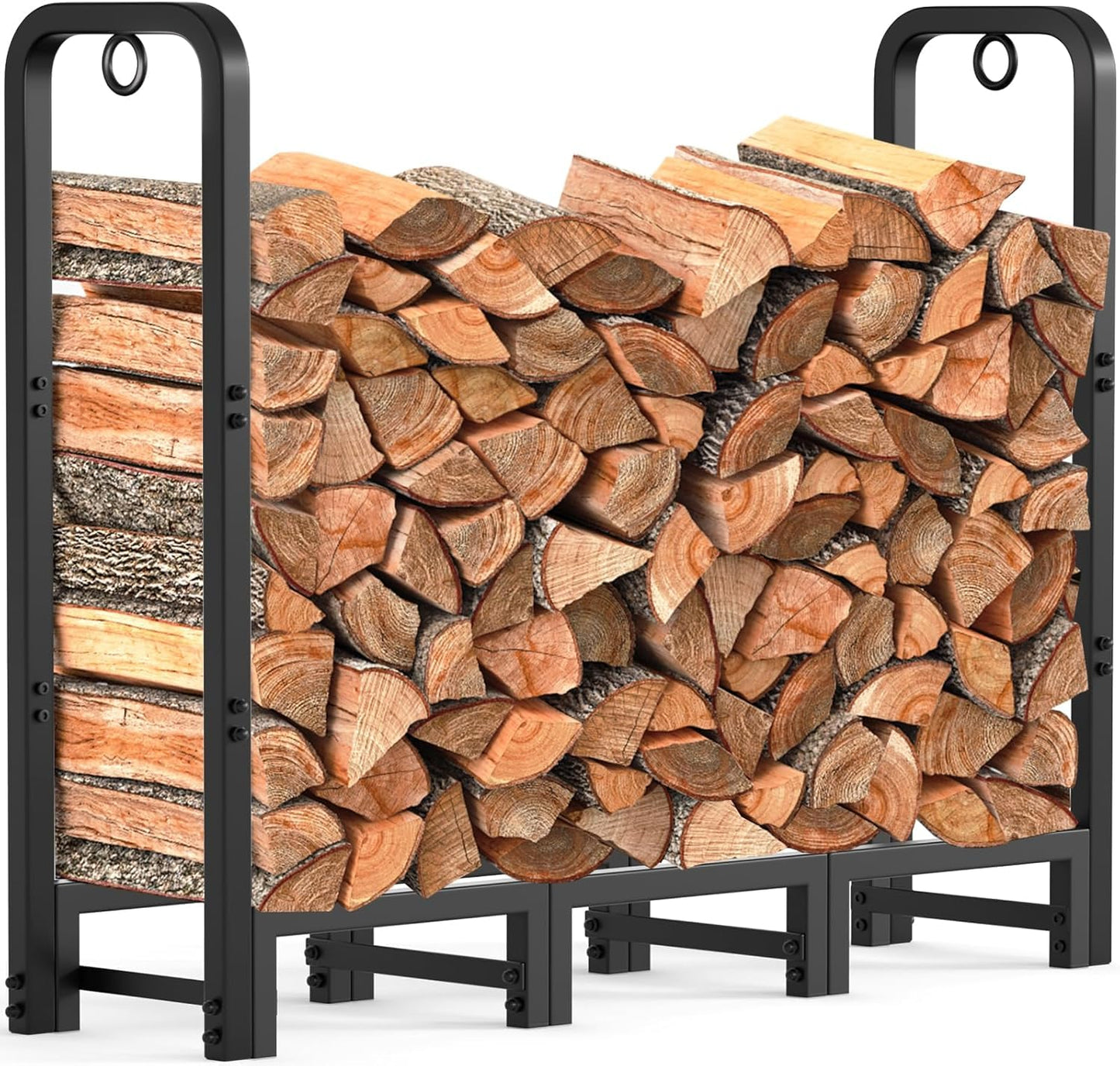 Amagabeli 4ft(121cmx30.48cmx105cm) Fireplace Log Rack Outdoor Heavy Duty Log Storage Holder for Firewood Wood Stacker Log Carrier for Metal Kindling Stand Steel Tubular Wood Rack log Stores Outdoor